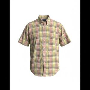 VINTAGE Pendleton Men's Red, Green and Yellow Plaid Button Down Shirt
